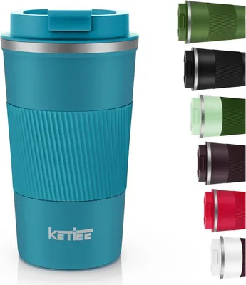 Image de KETIEE Tasse à café to go 510ml Tasse thermique double paroi bleue