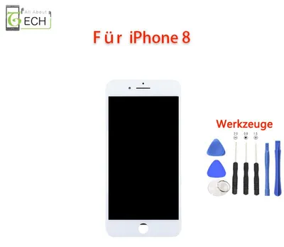 Produktbild von Für iPhone 8 4.7 LCD Display Touchscreen Front Glas HD Weiß + Werkzeug + Folie