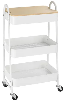 Produktbild von Küchenwagen mit 3 Regalen und Rollen