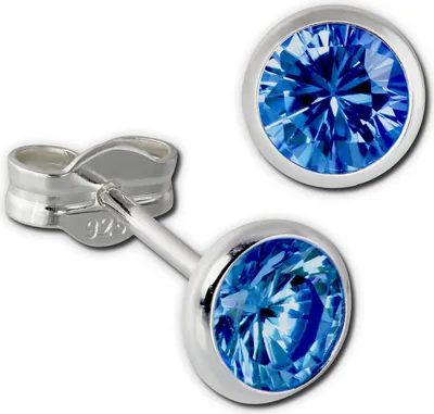 Produktbild von SilberDream Ohrstecker Damen 925 Silber blau Zirkonia Ohrringe 5mm SDO5535B