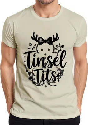 Produktbild von Tinsel Tits lustig Weihnachten Geschenk Rentier Geweih Glitzer Herren T-Shirt, Natur, 3XL