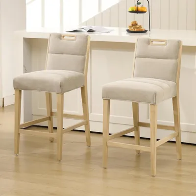 Immagine prodotto di Sgabelli da bar - Sedie da bar - Sedie da cucina - Sgabelli - Sedie - Set da 2 - Rivestiti in chenille