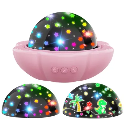 Produktbild von Sternenhimmel Projektor Kinder Nachtlicht,360° Rotation, Dimmer,projektor lampe mit 2 Lampenschirmen, Mädchen Geschenk, rosa Lampe