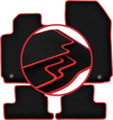 Produktbild von Fußmatten Velours Schwarz/Rot für Alfa Romeo Brera 2005-2010 Set 4-tlg
