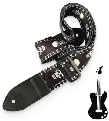 Produktbild von Gitarrengurt mit Totenkopf-Muster - Verstellbar in Breite und Länge