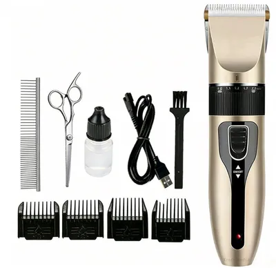 Produktbild von Hunde- & Katzen-Schermaschine – Kabelloser, flüsterleiser Haustiertrimmer, Tierhaar-Schneideset – Gold
