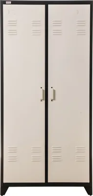 Image de Armoire métallique, modèle ODESSA, gris foncé et blanc, avec deux portes. Armoire de bureau, armoire de stockage, armoire en acier, série Jet-Line