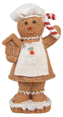 Produktbild von Clayre & Eef Weihnachtsdekorationsfigur Pfefferkuchenmann 8x5x15 cm Braun Kunststoff