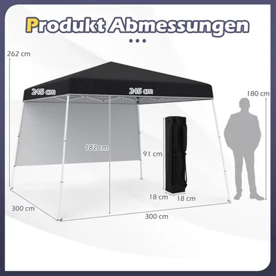 Produktbild von Pop-Up-Pavillon 3x3m, wasserdicht, Sonnenschutz, schwarz