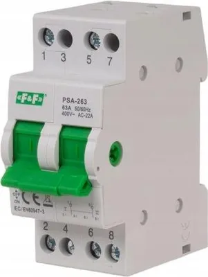 Immagine prodotto di F&F | Interruttore Modulare PSA-263 - 2 Poli - 230/400 V - Tecnica Di Commutazione Affidabile - IP20