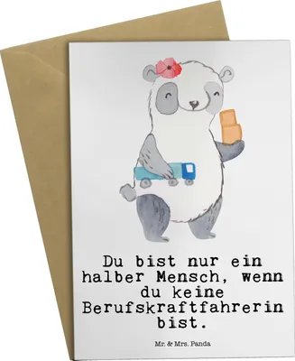 Produktbild von Mr. & Mrs. Panda Grußkarte Berufskraftfahrerin Herz - Weiß - Geschenk, einladungskarten, dankeskarten, hochzeitskarten, weihnachtskarten, Beileidskarte