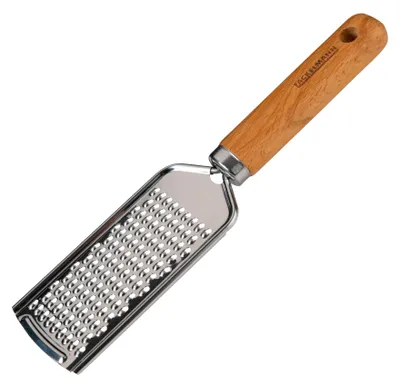 Immagine prodotto di Grattugia a mano per parmigiano, formaggio e zester Grattugia per formaggio perfetta per pizza e pasta Grattugia in stile italiano in acciaio inox e legno di faggio