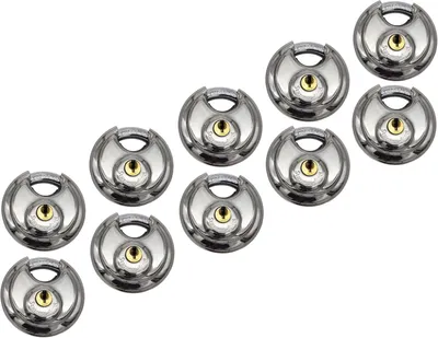 Produktbild von 10 Stück Edelstahl Vorhängeschloss 50mm Rundschloss für Keller und Tore
