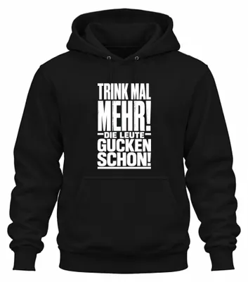 Productafbeelding van Drink meer. Leuke opdruk: Alcohol, Bier. Hoodie, zwart, maat M