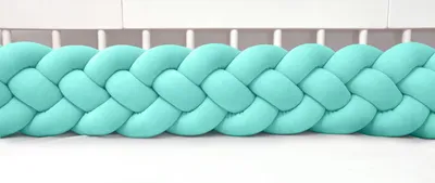 Produktbild von Bettschlange 4-strängig geflochten Velours 400 cm – Aqua | Bettumrandung Babybett Nestchen | Letino