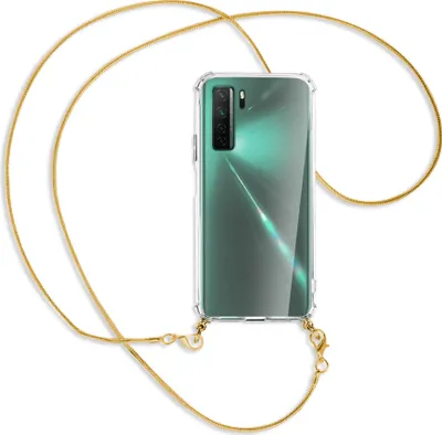 Produktbild von Handykette Backcover-Schutzhülle mit Band (Metall goldfarben) für Huawei P40 lite 5G - goldfarbene Kette Snake