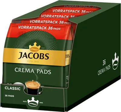 Produktbild von JACOBS Pads Crema Classic Senseo kompatibel Vorteilspack 5x 36 = 180 Kaffeepads