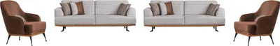 Produktbild von s Grau-Braun Wohnzimmer Set  zwei Dreisitzer-Sofas und zwei Sesseln