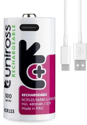 Productafbeelding van Uniross USB-C RCR123/16340 oplaadbare lithiumbatterij 3,7V - 1 stuk