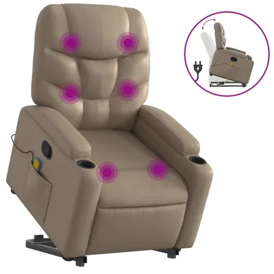 Produktbild von vidaXL Massagesessel mit Aufstehhilfe Cappuccino-Braun Kunstleder