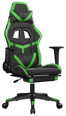 Produktbild von vidaXL Gaming-Stuhl mit Massage & Fußstütze Schwarz & Grün Kunstleder