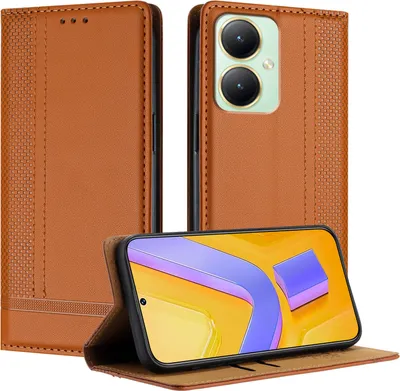 Produktbild von Handyhülle für Vivo Y27 4G Leder Flip Klappbare Schutzhülle mit Standfunktion Braun