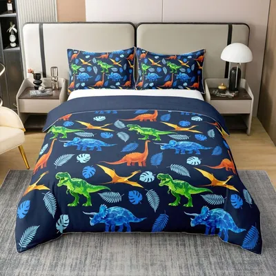 Obrázek produktu pro Deka s motivem dinosaura, 100% bavlna, velikost Super King