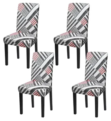 Productafbeelding van Stoelhoes set van 4, stretchmateriaal, afneembaar, wasbaar, met elastiek, met print