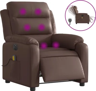 Image de Fauteuil de massage inclinable électrique marron similicuir