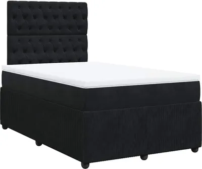 Produktbild von vidaXL Boxspringbett mit Matratze Schwarz 120x190 cm Samt