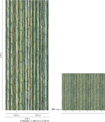 Produktbild von NEWROOM Tapete Grün Vliestapete Dschungel - Wandbild Tropisch Bambus Pflanze Tapete Floral Dschungeltapete