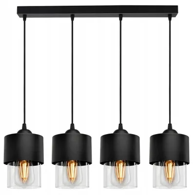 Produktbild von LUXOLAR Pendelleuchten 4 flammig Schwarz mit honig transparent E27 60 W, Deckenleuchte für Wohnzimmer, Küchen - Hängelampe Modern Design