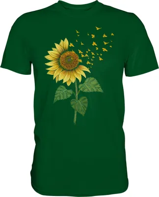 Produktbild von Vögel Sonnenblumen T-Shirt Garten Vogel Motiv Gärtner Geschenk – Bottle Green / M