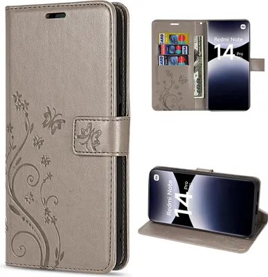 Produktbild von Hülle für Xiaomi Redmi Note 14 Pro 5G, Handy Tasche Handyhülle Wallet Case Flip Cover in Grau