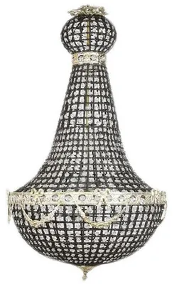 Obrázek produktu pro Casa Padrino barokní křišťálový lustr černý/stříbrný Ø 55 x v. 110 cm - Nádherný lustr v barokním stylu - Barokní křišťálová světla - Noble & Magnificent