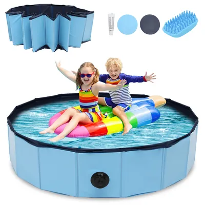 Produktbild von TolleTour Hundepool 160*30CM PVC Faltbarer Kinderpool Kleber Schwimmbad Planschbecken