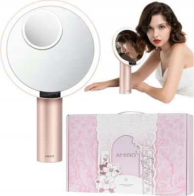 Zdjęcie produktu dla Lusterko do makijażu LUSTRO z oświetleniem LED podświetlenie AMIRO RÓŻOWE