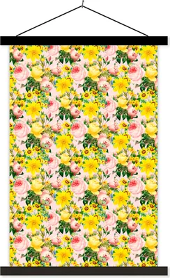 Produktbild von MuchoWow® Textilposter Blumen - Rosen - Frühling 60x90 cm mit schwarzem Rahmen - Poster Wohnzimmer
