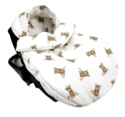 Produktbild von BabyLux Musselin Fußsack 90 cm – Atmungsaktiv für Babyschale, Kinderwagen & Buggy, Weiche Musselin Baumwolle md6 - Musselin Teddys