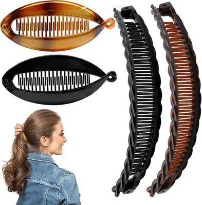Produktbild von Haarclips Set für dickes, lockiges Haar - starke Bananen- und Fischgrätenklemmen, 4 Stück