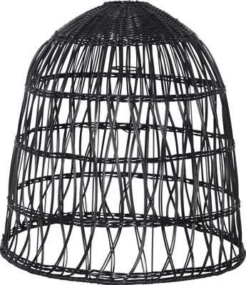 Produktbild von Geflochtener Lampenschirm ,Knute, aus Rattan, groß, schwarz, E27, outdoor