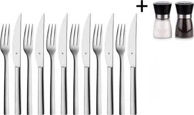 Produktbild von WMF Steakbesteck Nuova 12-teilig - Inklusive GRATIS Cookinglife Pfeffer- und Salzmahlerset