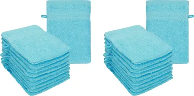 Produktbild von Betz 20 Stück Waschhandschuhe 16x21 cm PREMIUM 100% Baumwolle  Farbe: türkis