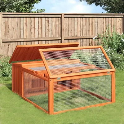 Zdjęcie produktu dla Klatka dla królików – drewniany dom dla zwierząt – klatka dla gryzoni z dobrą wentylacją – drewno sosnowe, wymiary 117x97 cm