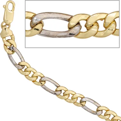 Produktbild von JOBO Armband 333 Gold Gelbgold Weißgold kombiniert 19 cm Karabiner