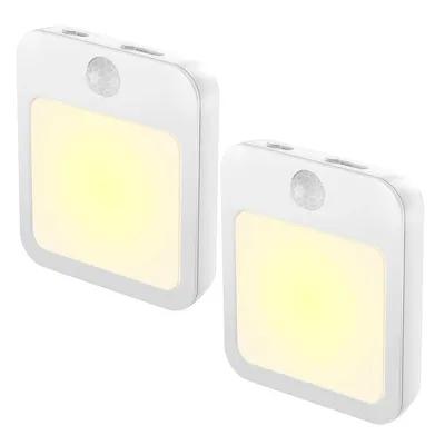 Produktbild von LED Nachtlicht mit Bewegungssensor und Dämmerungssensor, 2er Set Steckdosenlicht, dimmbar in warmweiß