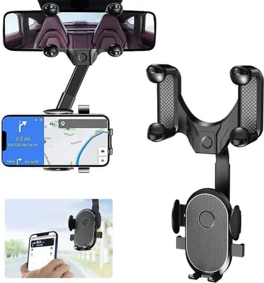 Produktbild von Rückspiegel Telefonhalter, 360? drehbare und verstellbare Auto-Handyhalterung, Universal KFZ Halter für alle Smartphones