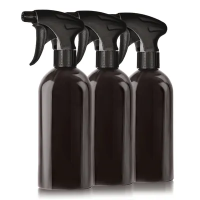 Produktbild von Oputec 3 x 500ml Sprühflaschen aus Kunststoff Schwarz zum Befüllen - Leere Wassersprühflasche für Pflanzen, Blumen, Reinigungsmittel