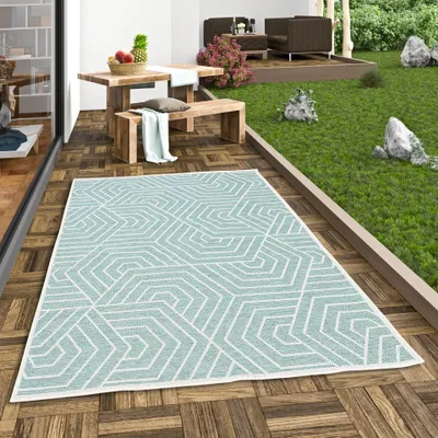 Produktbild von In & Outdoor Modern Flachgewebe Teppich Ottawa, Größe:80x150 cm, Design:Mintgrün Trend