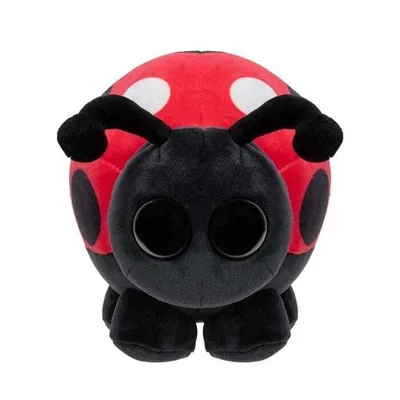 A plush ladybug toy is shown against a white background.